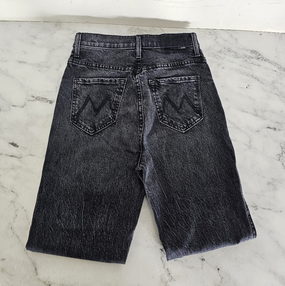 MOTHER Superior High Waisted Smokin' Double Heel Straight Leg Black Jeans 25 - Picture 6 of 11